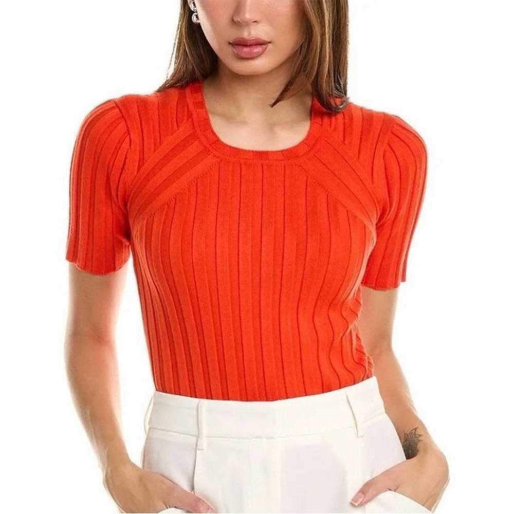 CAbi Vibrant Red Ribbed Sweater